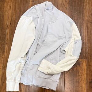 Outdoor Voices Zip-Up Sweater in Gray and Cream size XL